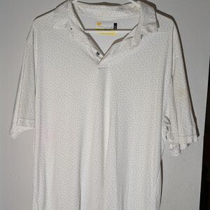 Nautica Cream-White Short Sleeve Polo with Micro Dot Pattern